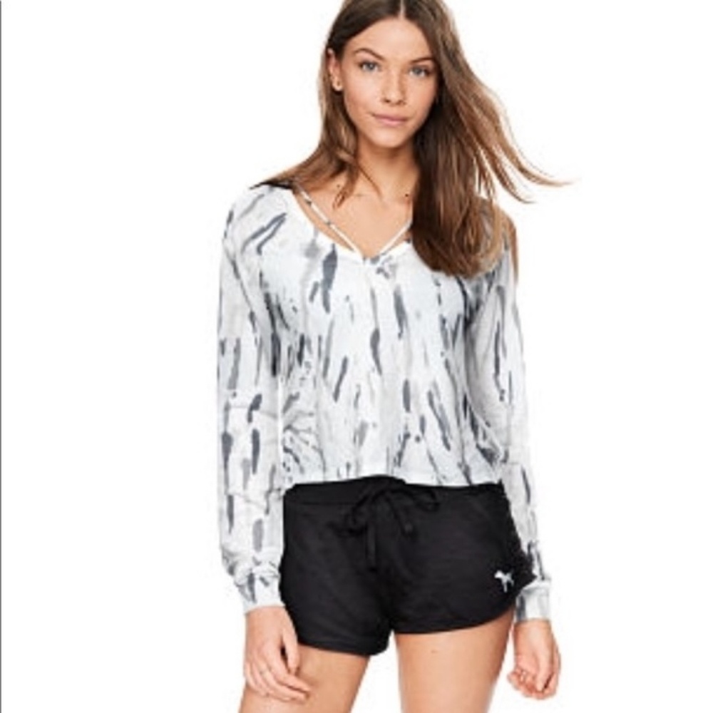 VS Pink Perfect Cold Shoulder Cropped Tee